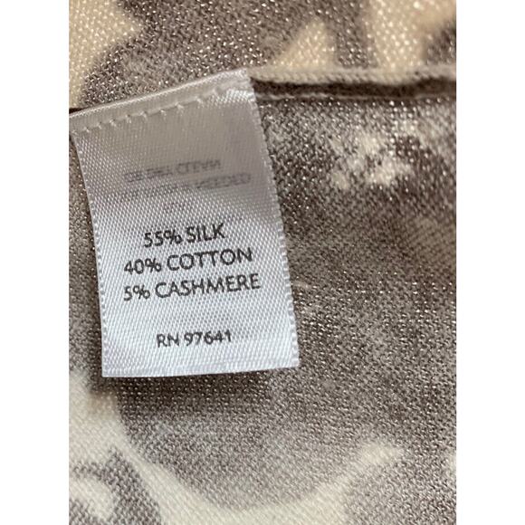 J. Jill‎ Cardigan Sweater Women's Size XS Silk Cashmere Tan floral Button - Picture 5 of 5